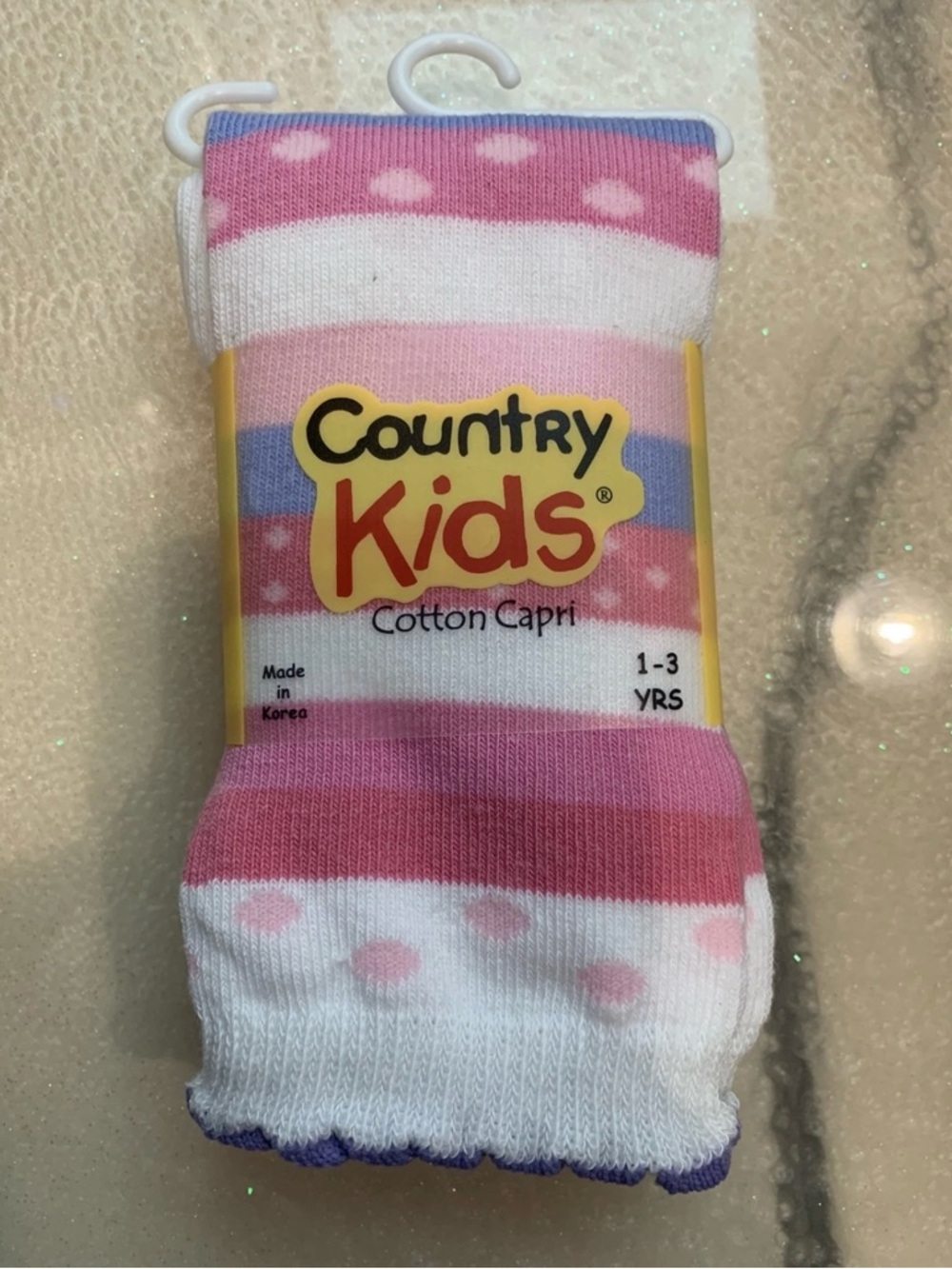Country Kids Pink White Purple Striped & Polka Dot Cotton Capri